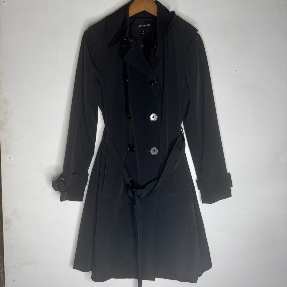 London Fog Women's Black Trench Coat Closet staple